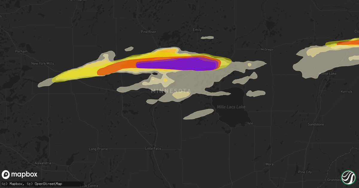 Hail map in Brainerd, MN on June 19, 2016