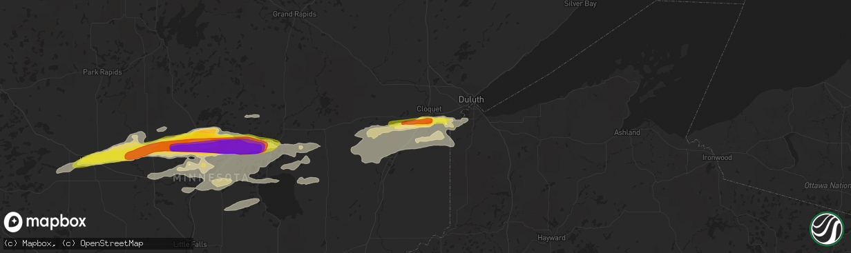 Hail map in Carlton, MN on June 19, 2016