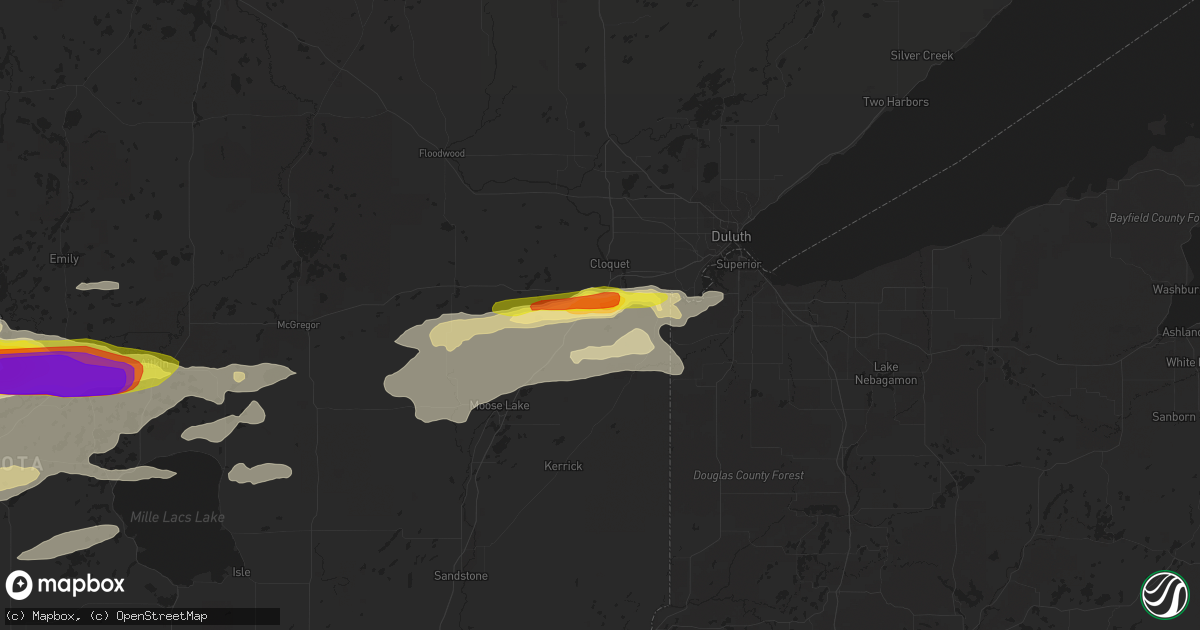 Hail map in Carlton, MN on June 19, 2016