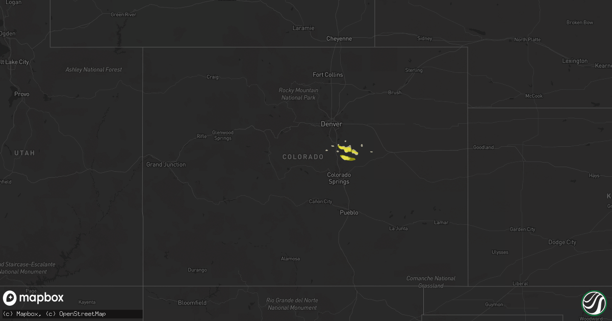 Hail map in Colorado on June 19, 2016