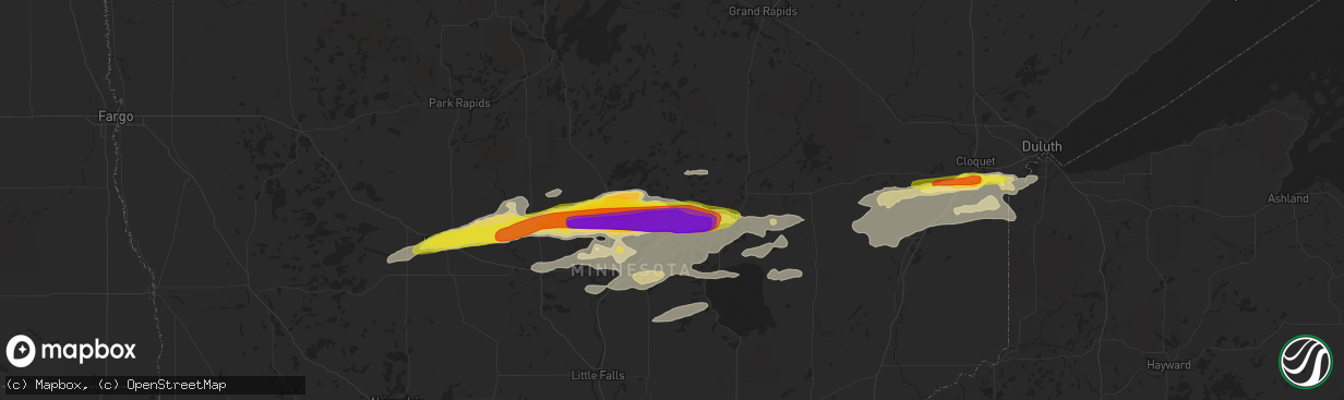 Hail map in Crosby, MN on June 19, 2016