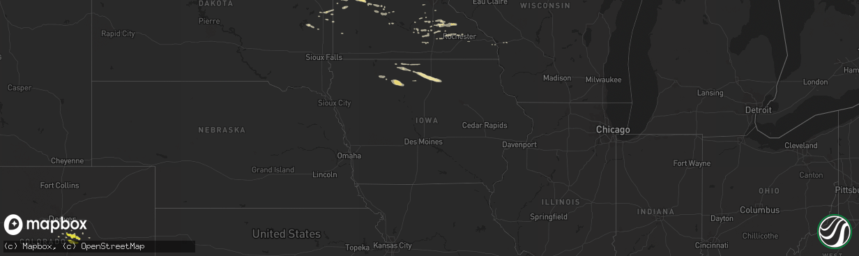 Hail map in Iowa on June 19, 2016