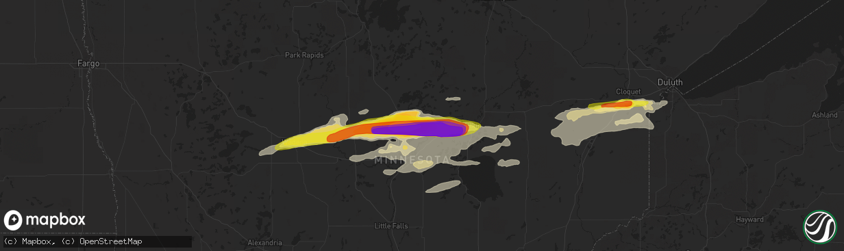 Hail map in Merrifield, MN on June 19, 2016