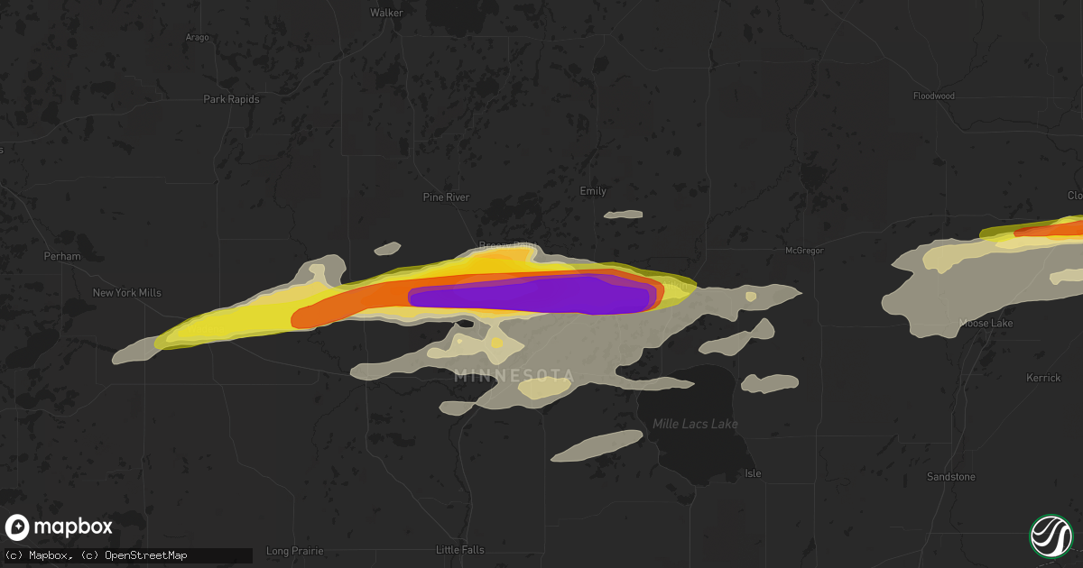 Hail map in Merrifield, MN on June 19, 2016