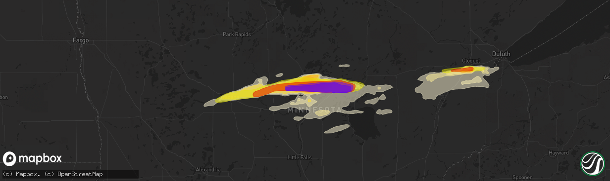 Hail map in Nisswa, MN on June 19, 2016