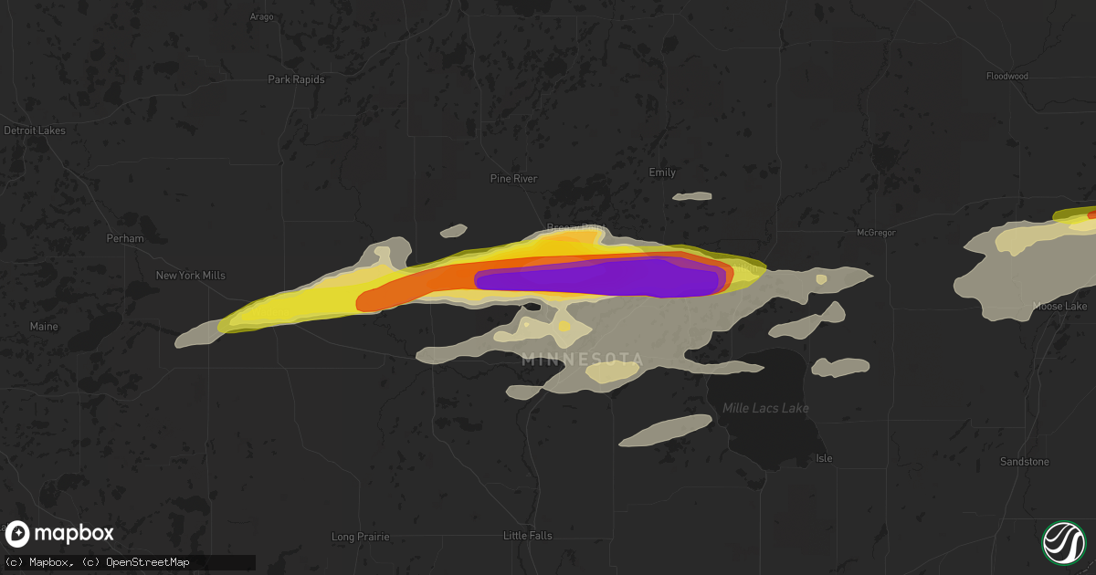 Hail map in Nisswa, MN on June 19, 2016