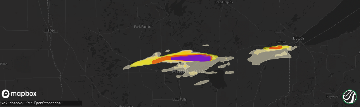 Hail map in Pequot Lakes, MN on June 19, 2016