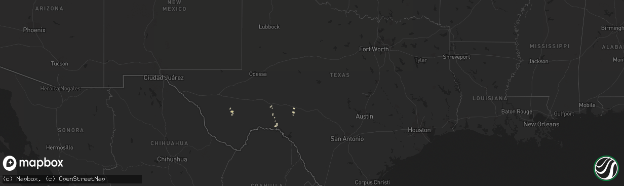 Hail map in Texas on June 19, 2016