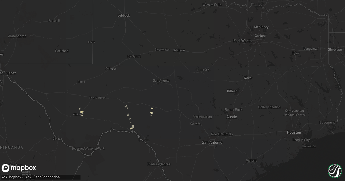 Hail map in Texas on June 19, 2016