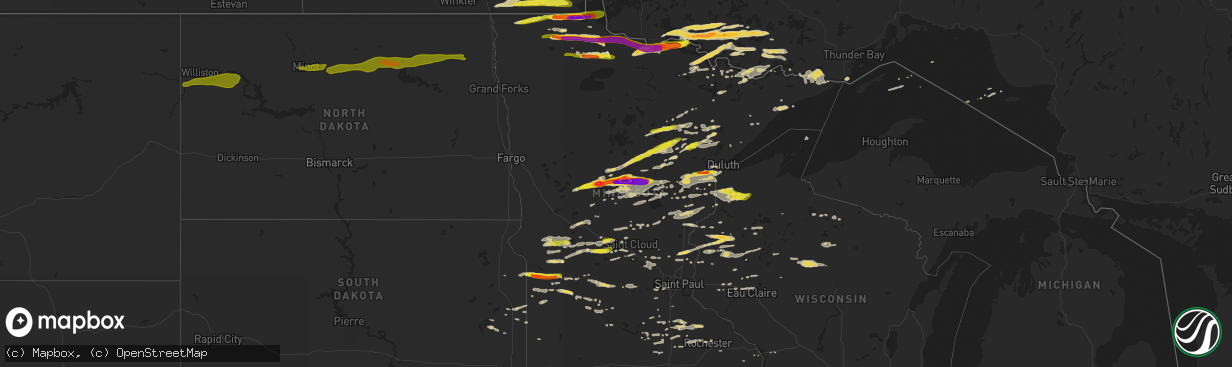 Hail map on June 19, 2016