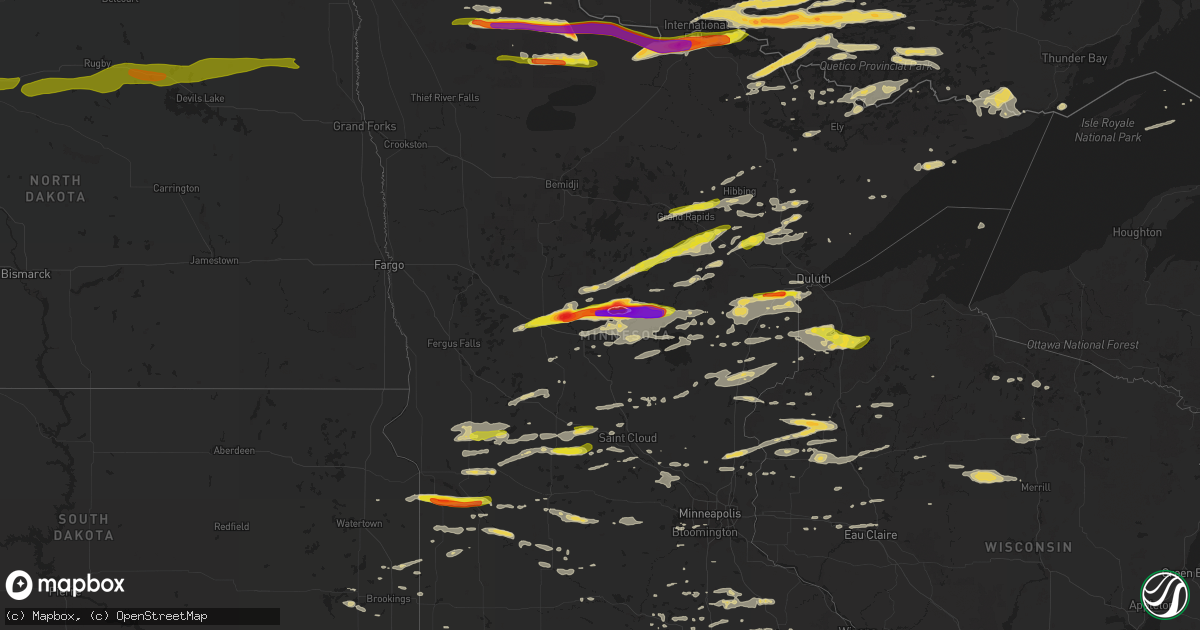 Hail map on June 19, 2016
