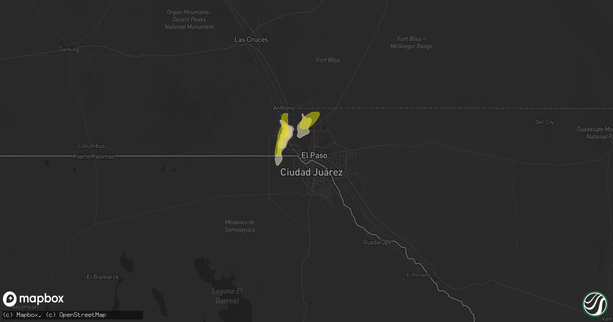 Hail map in El Paso, TX on June 19, 2017