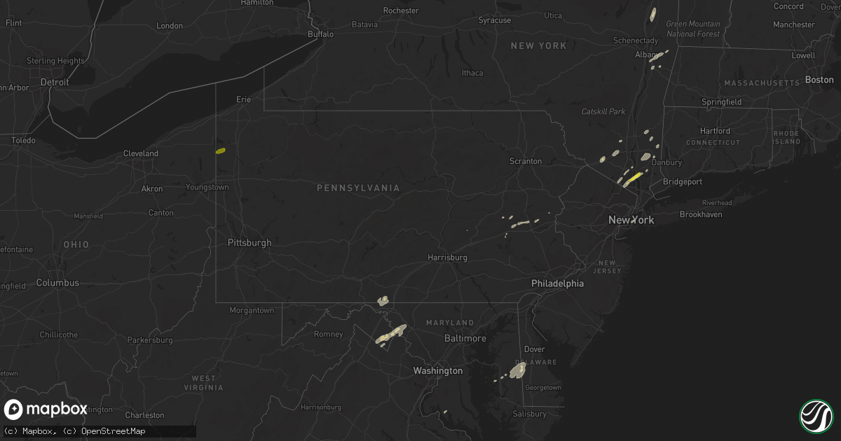 Hail map in Pennsylvania on June 19, 2017