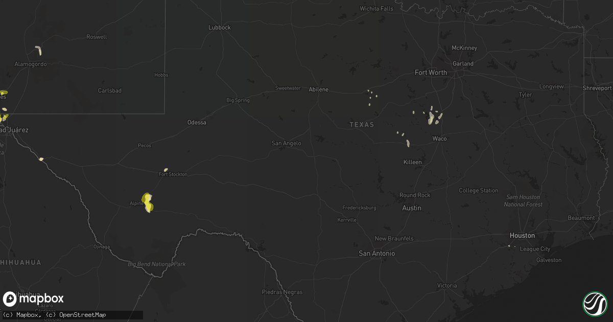 Hail map in Texas on June 19, 2017