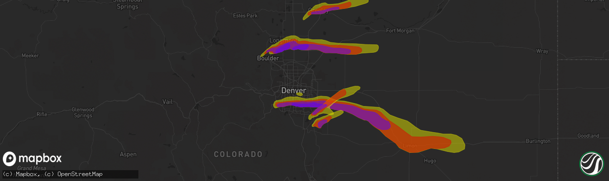 Hail map in Aurora, CO on June 19, 2018