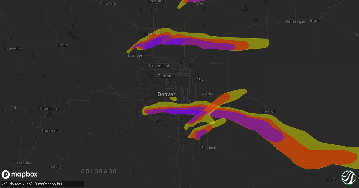 Hail map in Aurora, CO on June 19, 2018