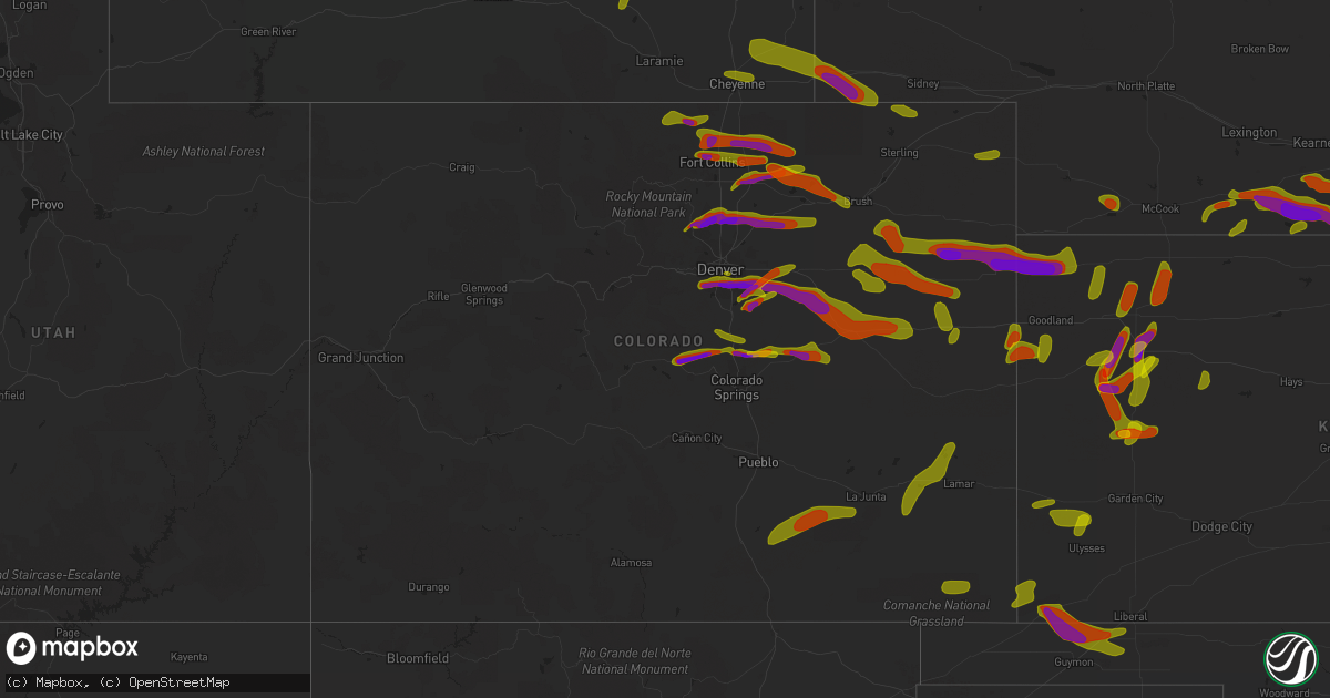 Hail map in Colorado on June 19, 2018