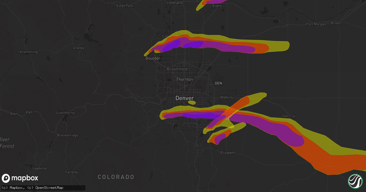 Hail map in Denver, CO on June 19, 2018