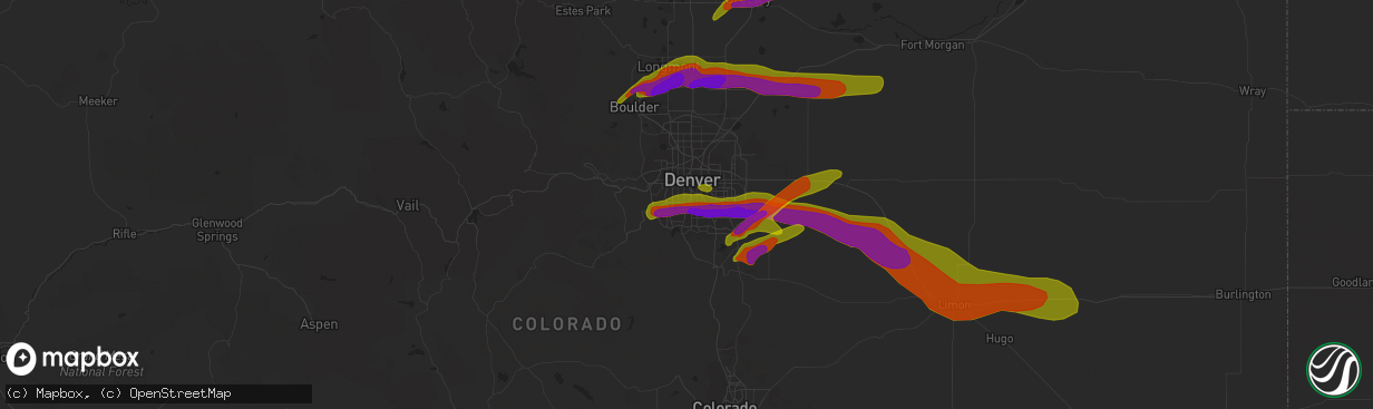 Hail map in Englewood, CO on June 19, 2018