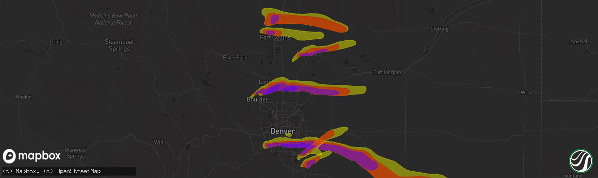 Hail map in Fort Lupton, CO on June 19, 2018