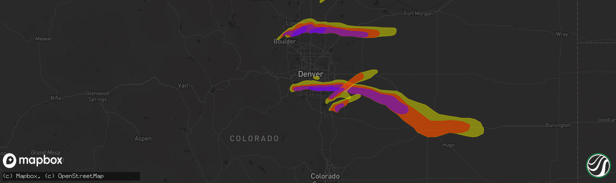 Hail map in Littleton, CO on June 19, 2018