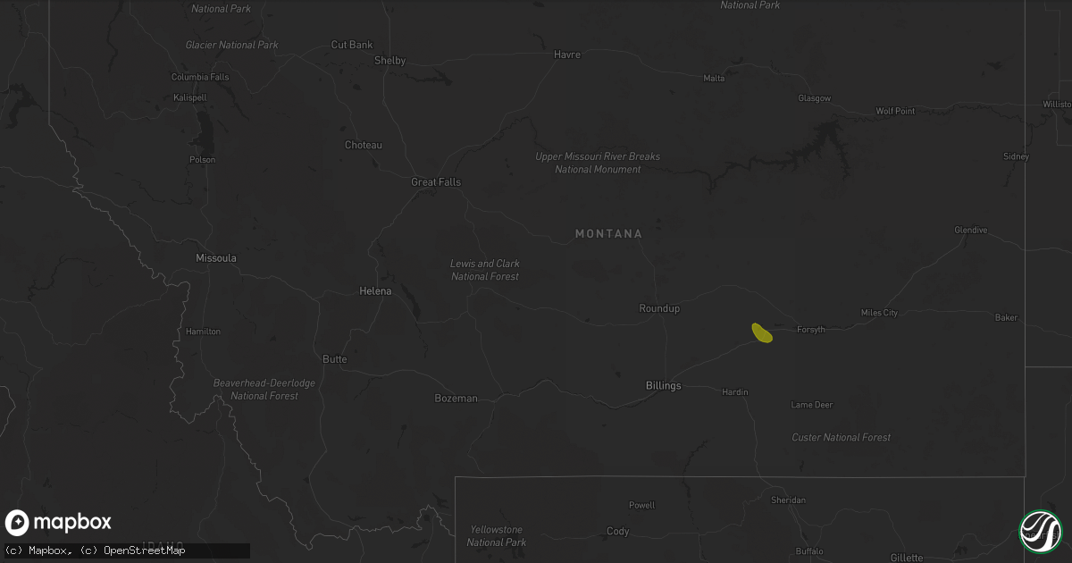 Hail map in Montana on June 19, 2018