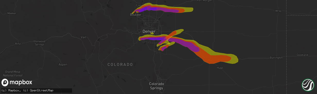 Hail map in Parker, CO on June 19, 2018