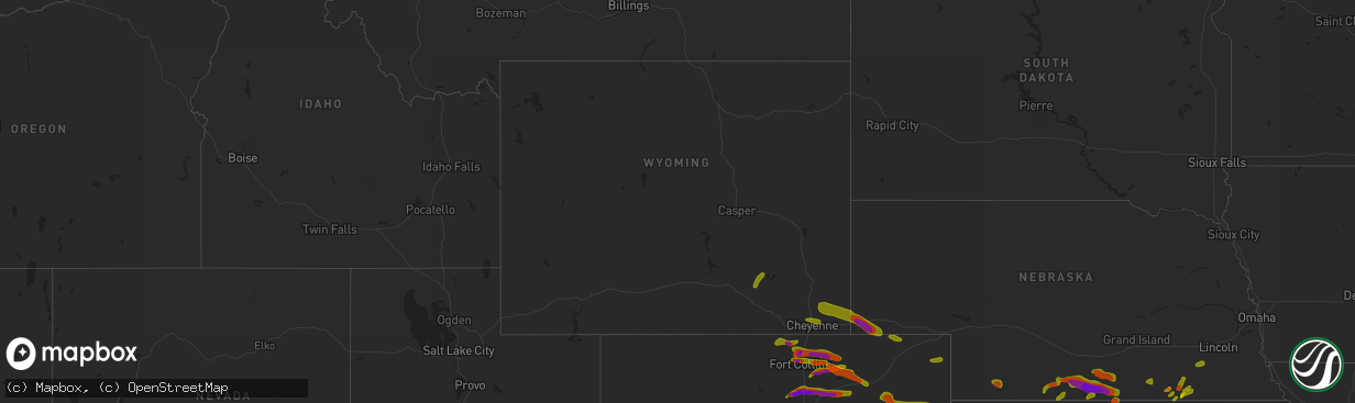 Hail map in Wyoming on June 19, 2018