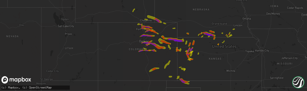 Hail map on June 19, 2018