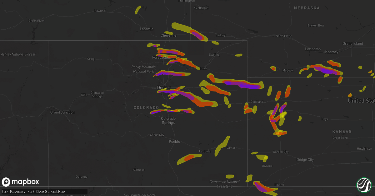 Hail map on June 19, 2018