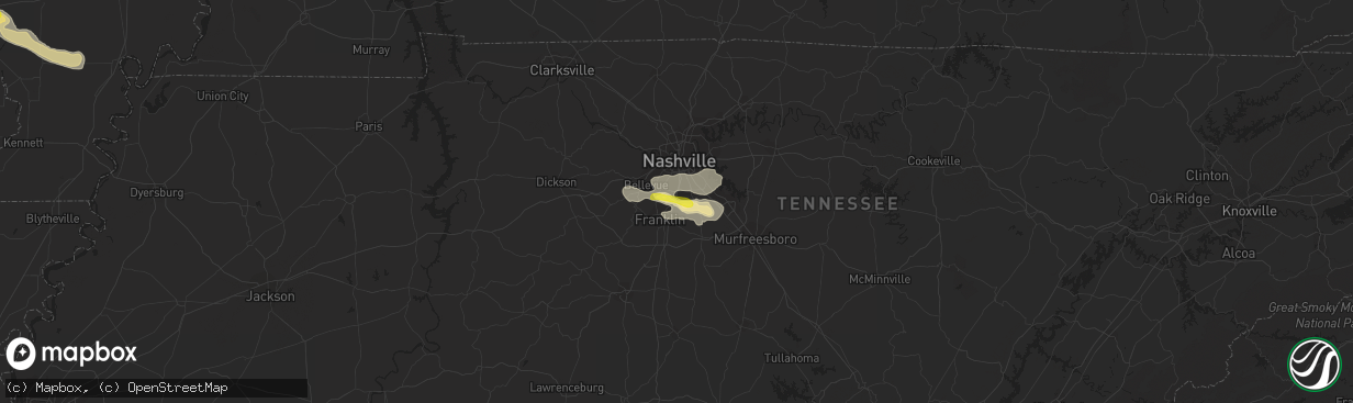 Hail map in Brentwood, TN on June 19, 2019