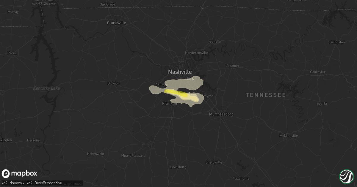 Hail map in Brentwood, TN on June 19, 2019