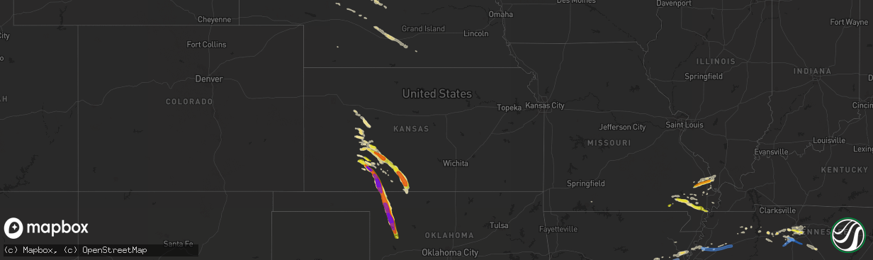 Hail map in Kansas on June 19, 2019