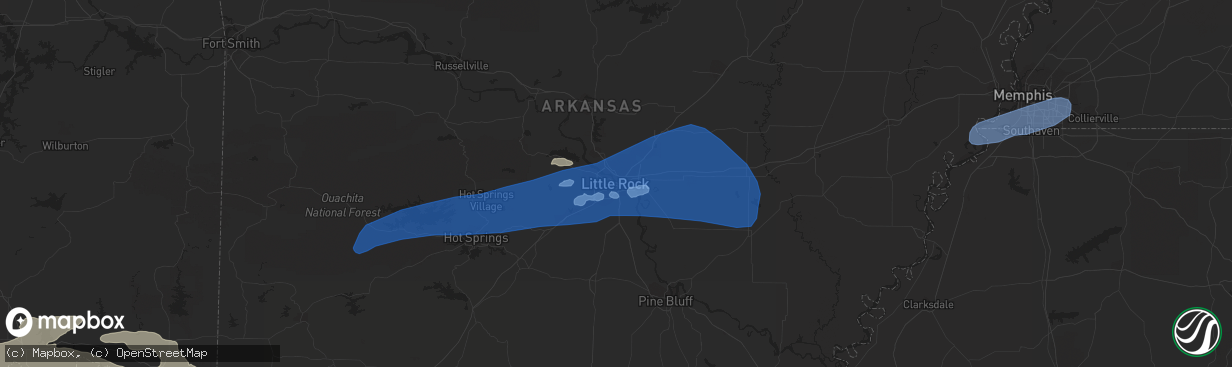 Hail map in Little Rock, AR on June 19, 2019