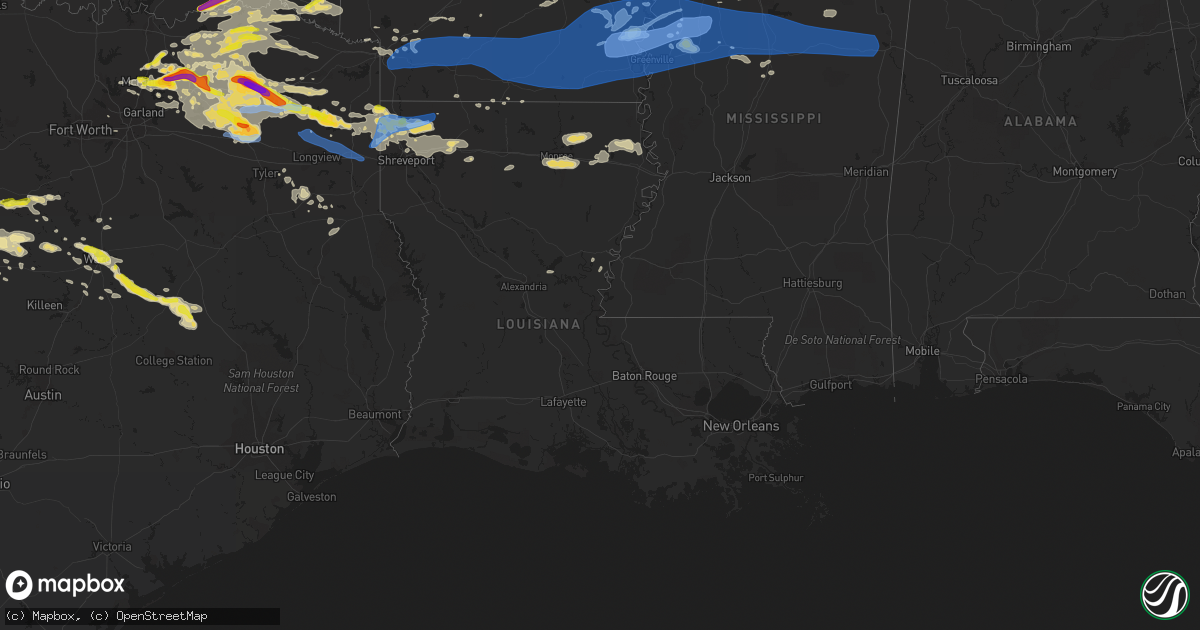 Hail map in Louisiana on June 19, 2019