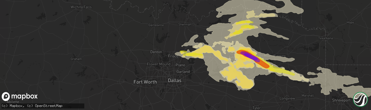 Hail map in Mckinney, TX on June 19, 2019