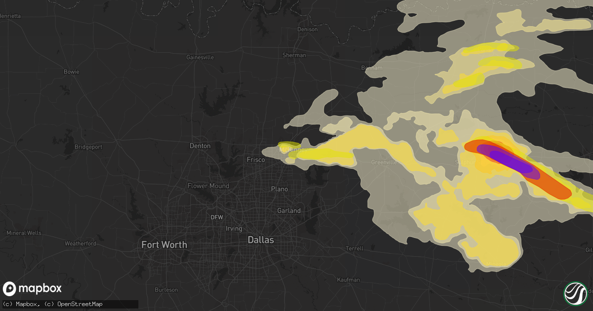 Hail map in Mckinney, TX on June 19, 2019