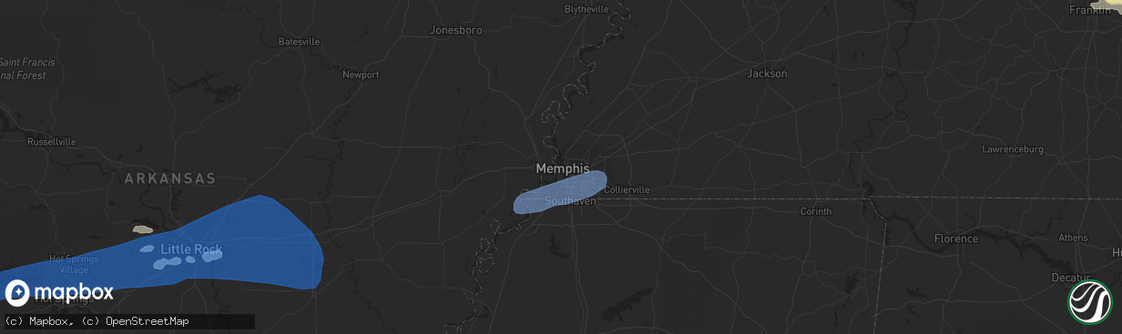 Hail map in Memphis, TN on June 19, 2019