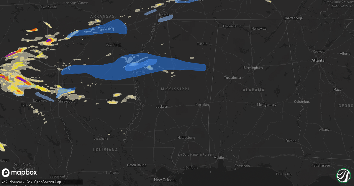Hail map in Mississippi on June 19, 2019