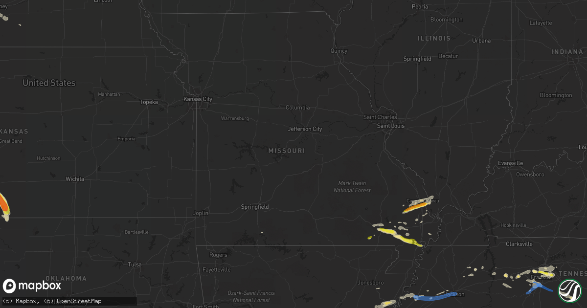 Hail map in Missouri on June 19, 2019