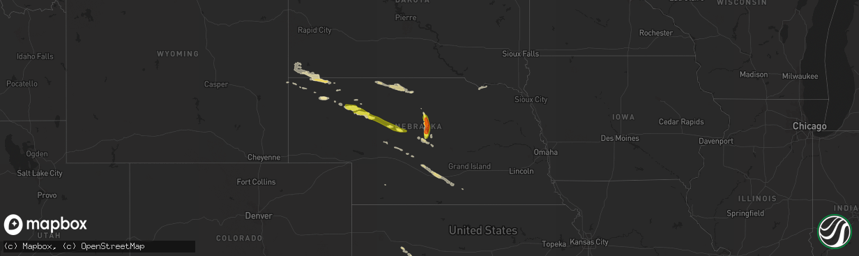 Hail map in Nebraska on June 19, 2019