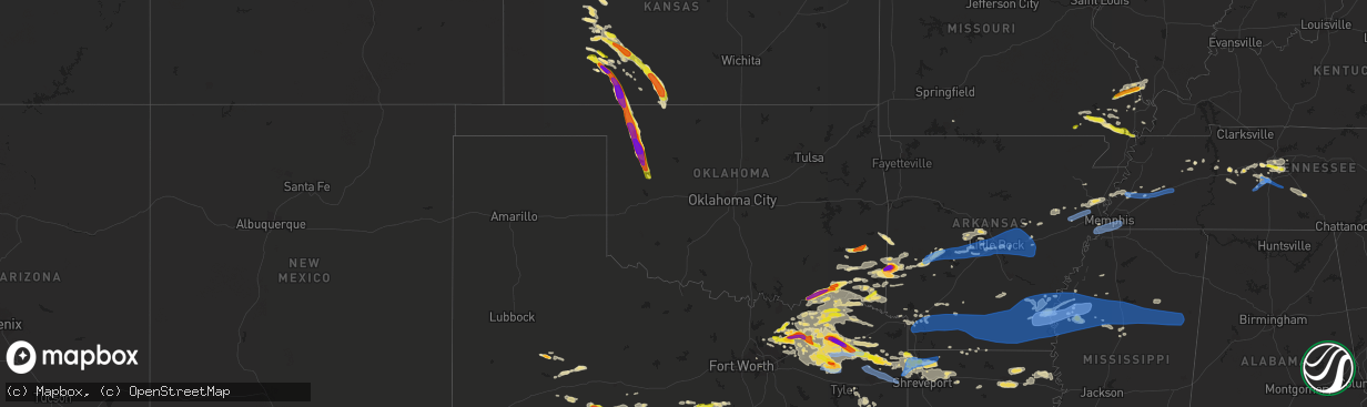 Hail map in Oklahoma on June 19, 2019