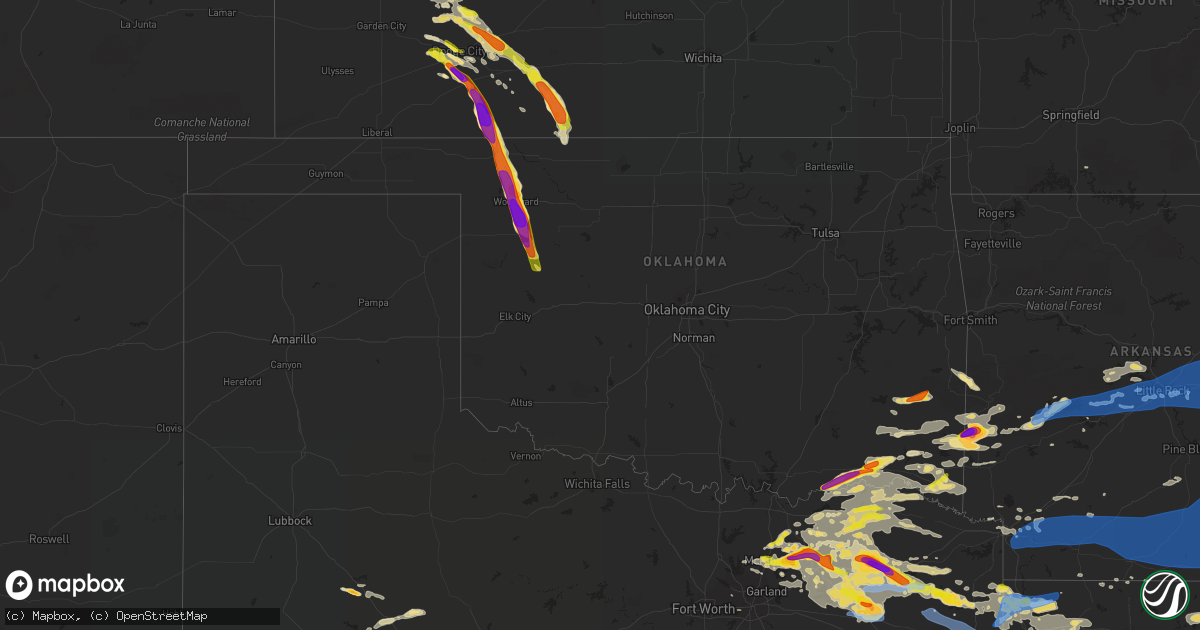 Hail map in Oklahoma on June 19, 2019