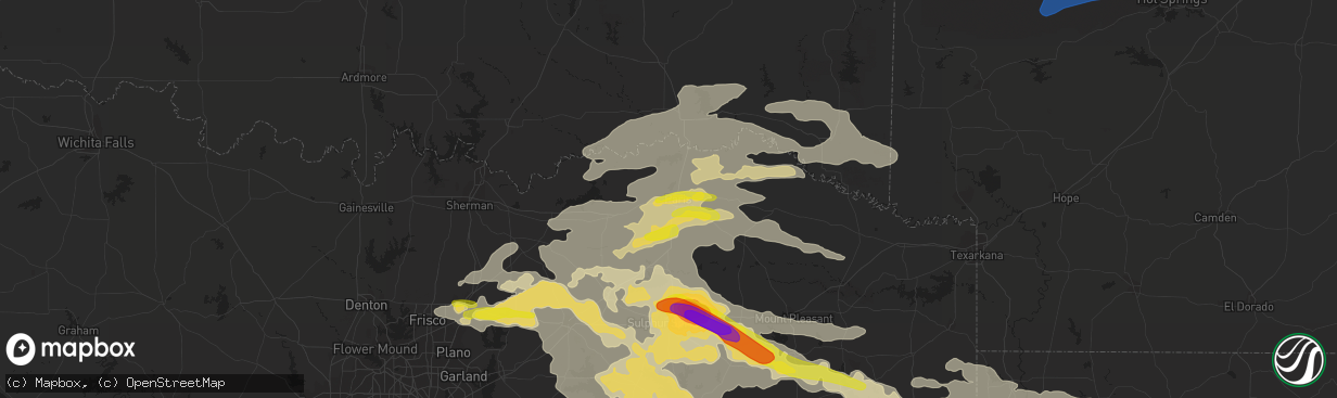 Hail map in Paris, TX on June 19, 2019