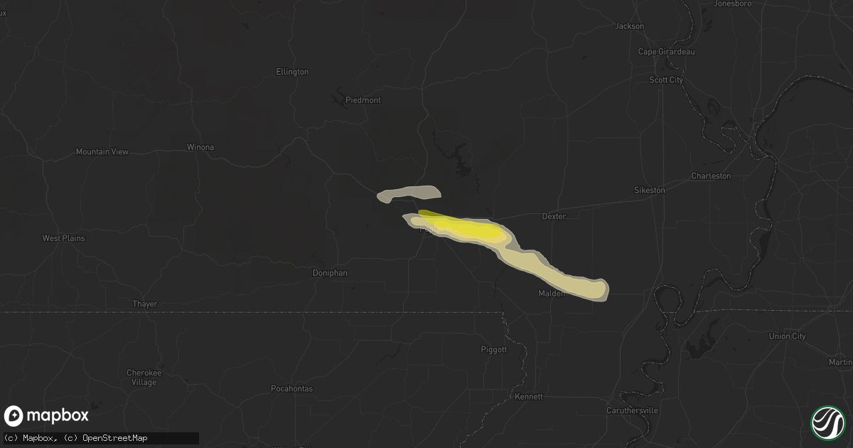 Hail map in Poplar Bluff, MO on June 19, 2019