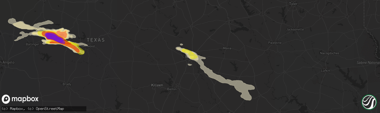 Hail map in Waco, TX on June 19, 2019