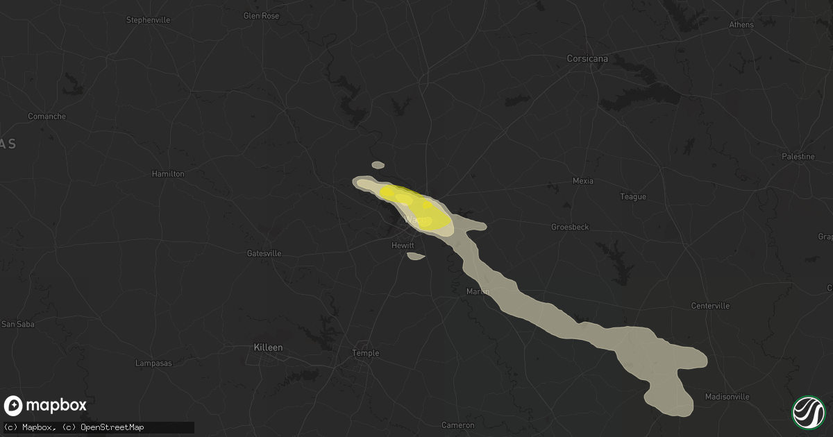 Hail map in Waco, TX on June 19, 2019