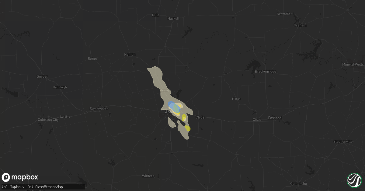 Hail map in Abilene, TX on June 19, 2020