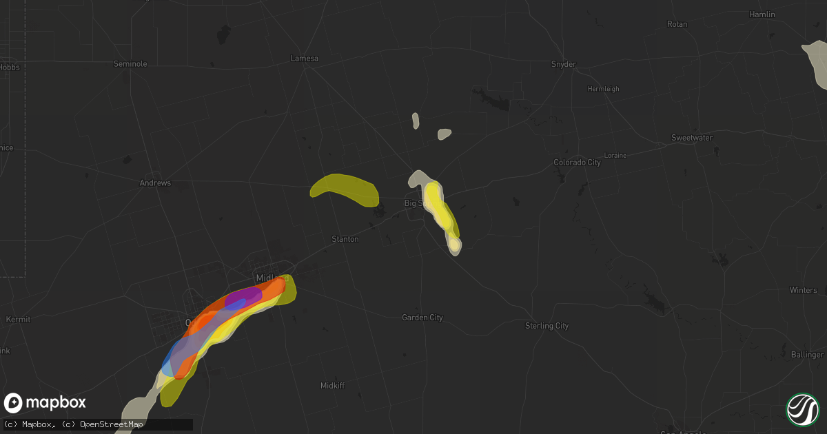 Hail map in Big Spring, TX on June 19, 2020