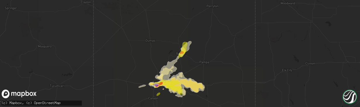 Hail map in Borger, TX on June 19, 2020